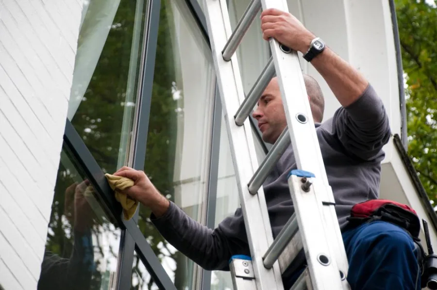 hdcleaning services - man veegt raam af
